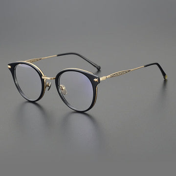 Parle Vintage Acetate Titanium Glasses Frame Round Frames Southood Black gold